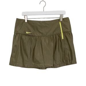 Nike Golf Skirt Size 10 Olive‎ Dri Fit Sport Front Pocket Side Zip Short A-Line